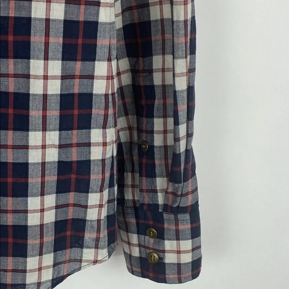 J Crew Perfect Shirt Bronze Buttons Navy Plaid - Picture 7 of 9